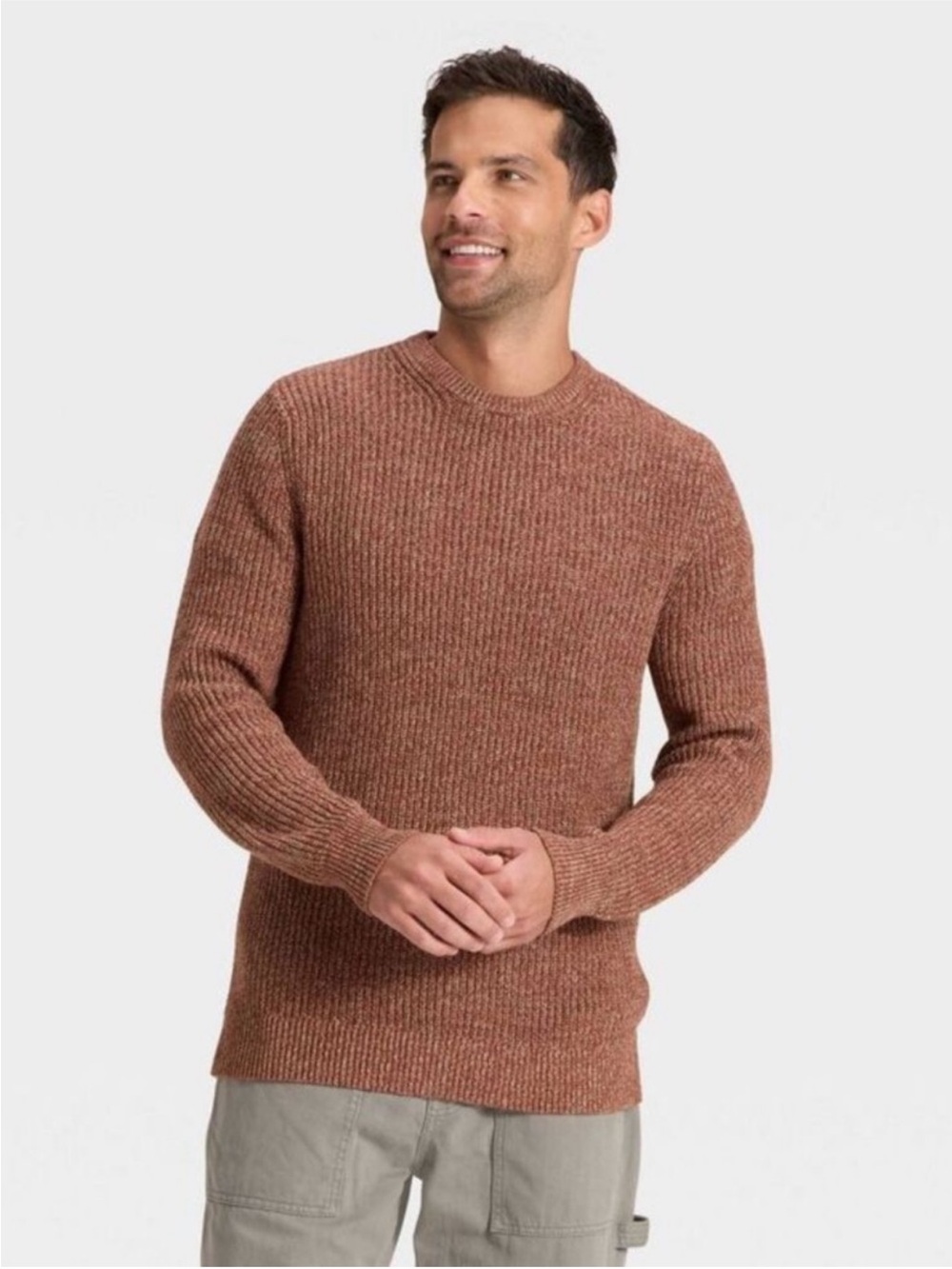 Goodfellow & Co Men’s Marled Crewneck Knit Sweater - Brown Size Small NWT
